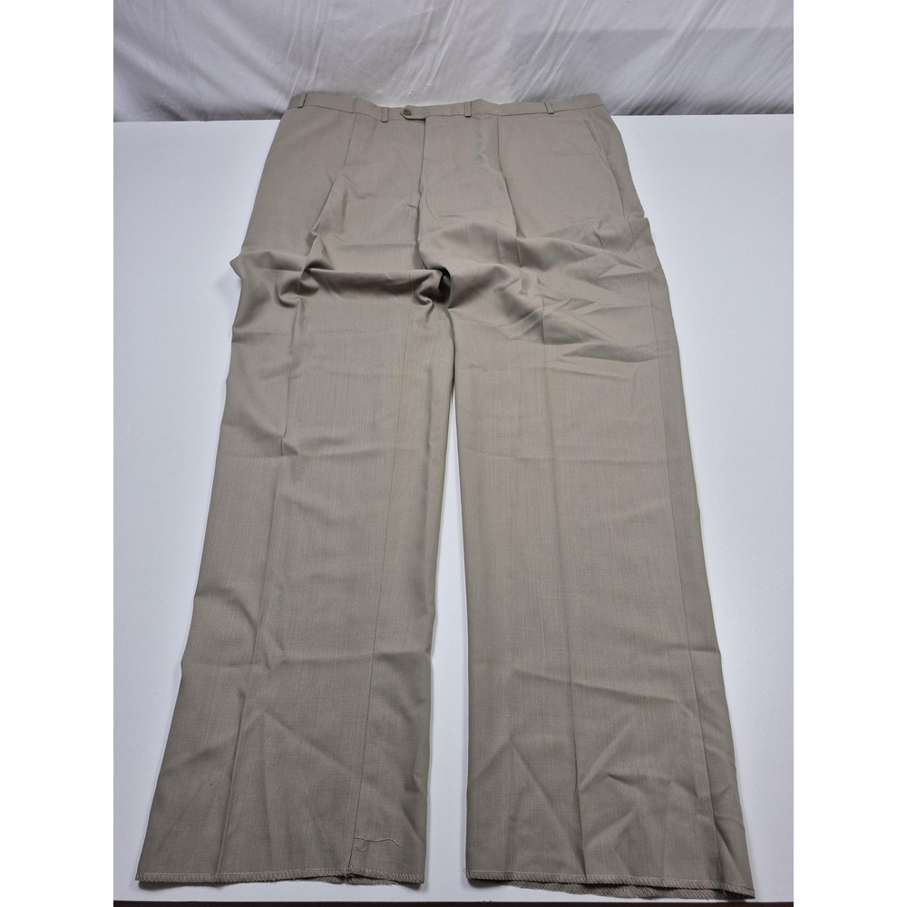 Carlo Mandrone Dress Pants Mens 47x36 Beige Wool Pleated Straight Classic NWT
